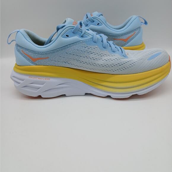 Hoka One One Lace-Up Bondi 8 Running Sneakers Shoes Blue Yellow Women's Size 9B - Picture 11 of 11